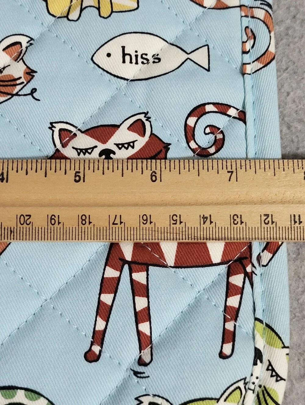 Ritz Kitchen Wears Retro Cats Set 2 Potholders Hot Pads Blue Quilted Kitsch MCM
